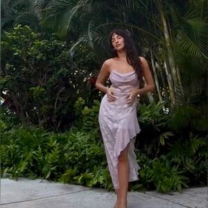 URBAN OUTFITTERS ASYMMETRICAL COWL NECK MIDI DRESS